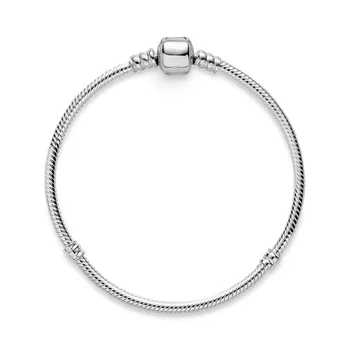 TOP Sælger 925 Sterling Sølv Klassiske Runde Slange, Kæde, Charme Perler Armbånd Til Kvinder Mode, DIY Smykker