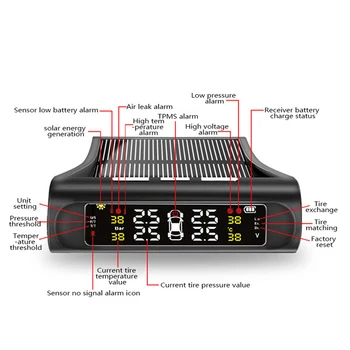 Trådløs Bil Tire Pressure Monitor Dæk Opdage Indbyggede Eksterne Dæk Sensor Auto Sikkerhed alarmsystemer Temperatur Advarsel