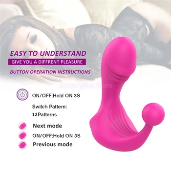 Trådløst fjernbetjent Klitoris Stimulation Bærbare Dildo Vibrator Vagina, Klitoris Anal Massageapparat Vibrerende Sex Legetøj til Kvinder