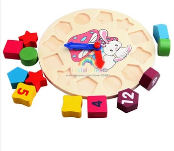 Træ-blokke legetøj Digitale Geometri Ur Børns Uddannelsesmæssige legetøj til baby dreng og pige gave montessori skala modeller