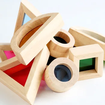Træ-Rainbow Byggesten Montessori Sensorisk Legetøj Kreative Kalejdoskop Stacking Blokke Pædagogisk Legetøj Er Fastsat For Børn Barn