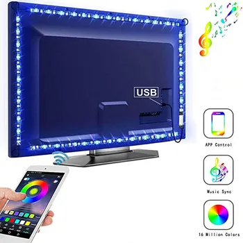 TV USB-Led Strip Light RGB LED lysbånd Bluetooth 5050SMD Bånd Fleksibel 1M 2M 3M DC 5V Diode Bånd Musik Dekorativ Lampe