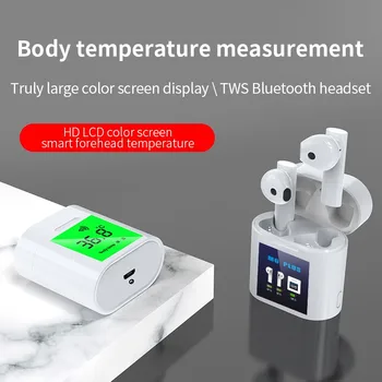 Tws Bluetooth Headset Kroppens Temperatur Termometer Trådløse Hovedtelefoner Sport Stereo Øretelefoner, Hovedtelefoner Med Kabel Hifi Aktive Støj