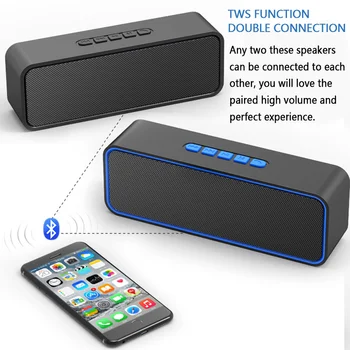 TWS Bluetooth Højttaler V5.0 Kolonne Højttaler Bluetooth Soundbar Subwoofer Stereo Støtte TF kort FM Offentlig/Bil Højttaler
