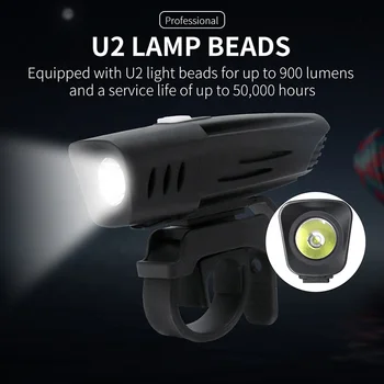 U2 LED Lommelygte Cykel Foran Lys Regntæt USB-Genopladelige Cykel Lys 1000LM Cykling Forlygte LED 2600mAh Lommelygte, Cykel Lampe