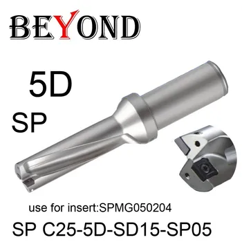 UD over Boret 5D 15mm SP C25-5D-SD15-SP05 U Boring bruge Indsæt SPMG SPMG050204 Vendbare Skær i Hårdmetal Værktøjer til CNC Drejebænk