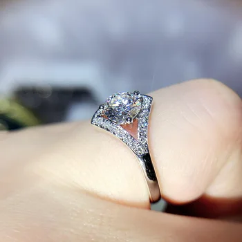 Udsøgt Sølv Forgyldt med Hvide Zircon Vielsesring Brude Krystal Ring forlovelsesfest Løfte Ring for Kvinders Mode Smykker