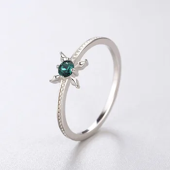 Udsøgte Grønne Krystal Fra Swarovski Ringe Til Kvinder I Ægte 925 Sterling Sølv Enkelt Stil Engagement Fine Smykker Ring Gaver