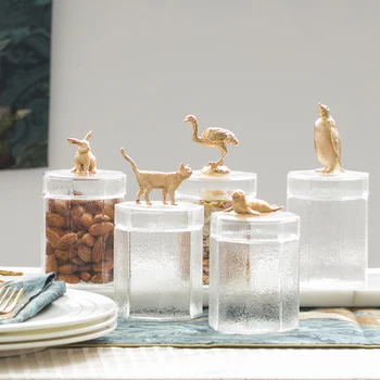 Udsøgte Gyldne Pingvin, Kanin, Kat Glas Opbevaring Jar Enkle kunst dyr form til opbevaring af mad flaske