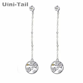 Uini-Hale hot 925 sterling sølv koreanske cherry lange øre wire litterære temperament ring blomme øreringe små friske blomster øreringe