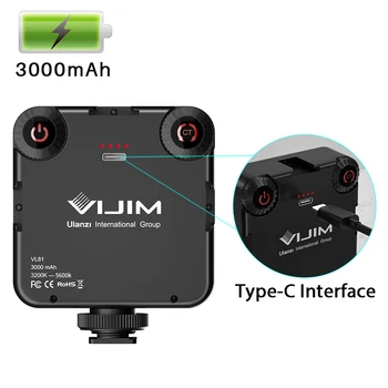 Ulanzi VL81 3200k-5600K 850LM 6.5 W Dæmpbar Mini LED Video Lys Smartphone SLR Kamera Genopladelige Lys til youtube vlog