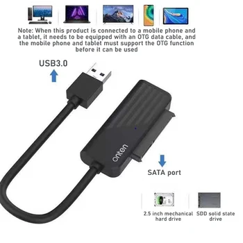 USB 3.0 og Sata Adapter SSD-USB3.0 til SATA3 Konverter Kabel Understøtter 2,5 Tommer Ssd Hdd Harddisk til Bærbare Bærbar og pc