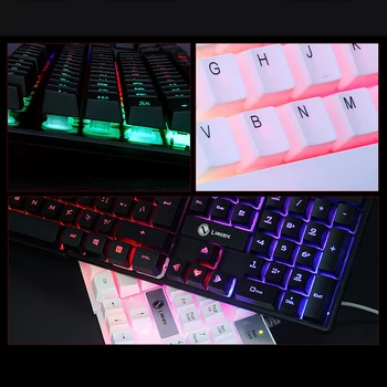USB-Kablet Gaming Mus og Tastatur Sæt PC Rainbow Farverige LED Lyser Baggrundsbelyst Gamer Gaming Mus og Tastatur Kit Hjem, Kontor