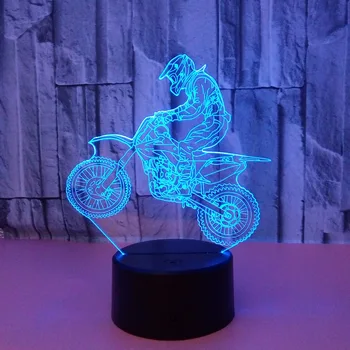 Valentinskort Dag Gave 7 Farve-Konvertering 3D-Hologram Motorcykel Lampe Lyser Parti til Fordel Jubilæum Gave Til Kæresten til Stede