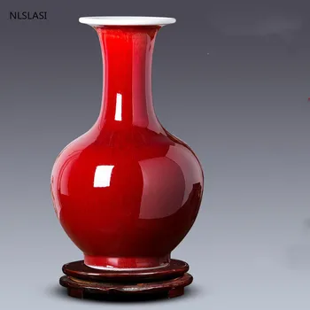 Vase Jingdezhen rød keramik keramik hjem stue klassisk kunst skærmen hjem dekoration Bryllup dekoration gratis fragt