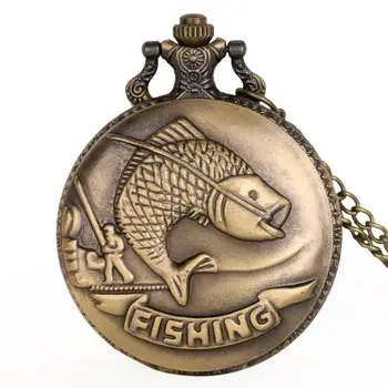 Vintage Bronze Steampunk Dejlig Fisk Lomme Ur Halskæde Vedhæng Kvinder Smykker Gaver #TD2033