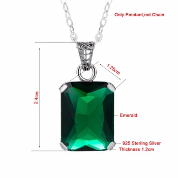 Vintage Smykker Håndlavet Gave Lab Emerald Krystal Vedhæng Massiv 925 Sterling Sølv Halskæde Vedhæng Mode Uden Kæde