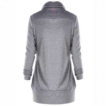 Vinteren kvinders mode afslappet polyester худи hoodie plaid revers, syning af knapper komfortabel og enkel sweatshirt top F04*