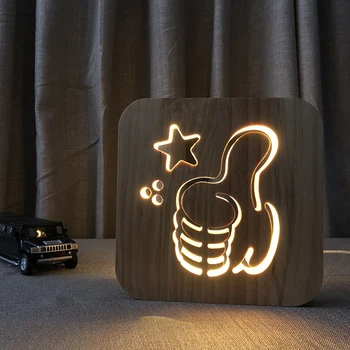 VKTECH LED USB-Nat Lys Træ-Hund Kat Paw Nat Lys USB-Desk Dyr Lampe Soveværelse 3D Indretning bordlampe Varm Hvid Barnet Gave