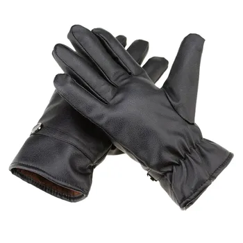 Voksen PU læder Cykling handsker Kvinde og Mand fåreskind handsker varm vinter plus tykke velour-læder handsker handsker 2020 nye#3