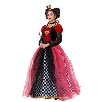 Voksne Kvinder Red Queen of Hearts Kostume Sexet Alice i Eventyrland Dronning Kostume, Halloween, Karneval Uniform til Børn Piger