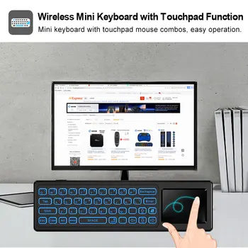 VONTAR T8 Plus Baggrundsbelyst 2,4 GHz Air mouse Wireless Tastatur og touchpad Stemme iRemote Kontrol til Android TV Box mini PC-Projektor