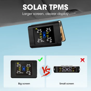 Vtopek Sol Opladning Bil Auto Alarm Trådløse TPMS 4 Interne Eksterne Sensorer Alarm for Universal Biler Nye Store LED HD Skærm