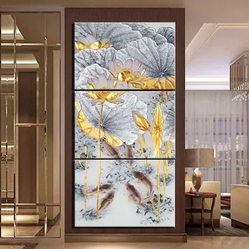 Wall Art Modulære Canvas HD Prints, Plakater Home Decor Billeder 3 Stykke Abstrakt Lotus Art Malerier Ramme