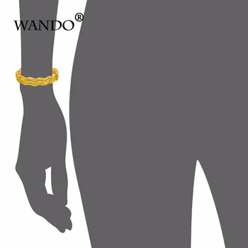 WANDO 5pcs Engros Dubai guldarmbånd Til Kvinder Men18k Guld Farve kvinder Armbånd Afrika/Europa/Etiopien Smykker, Armringe