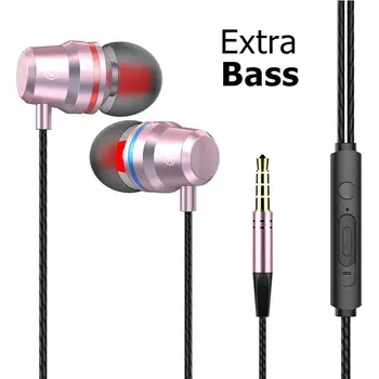 Wired Bass-Hovedtelefoner In-Ear 3,5 mm Stereo Quad-core HiFi Sport, Musik, Spil Headset Øretelefoner med Mikrofon Til Smart Mobiltelefon