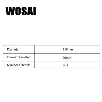 WOSAI Diameter 110mm 30 Tænder TCT Circular Saw Blade Vinkelsliber Så Disken med hårdmetalskær Træ Cutter Træ svinghjul