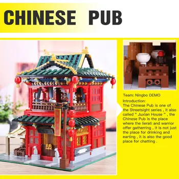 XINGBAO Ny Pub, Bar Model Gave Zhonghua Street byggesten Serie 01002 Kinesiske Winehouse Mursten Legetøj