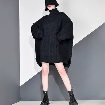 XITAO Side Split Casual Sweater Kvinder Vinteren Tidevandet Mode Nye Stil Rullekrave Krave Lange Ærmer Pullover Elegant Top DZL2168