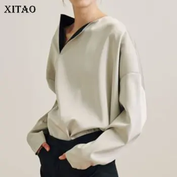 XITAO Uregelmæssige Pullover Shirt Kvinder 2020 Efteråret Casual Mode Nye Stil, Temperament passer Fuld Ærme Kvinder Bluse DZL1575