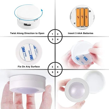 Xsky Under-Kabinet Lys Trådløse Dæmpbar Touch Sensor-LED Nat Lamper Batteri Fjernbetjeningen Velegnet til Køkken Trappe