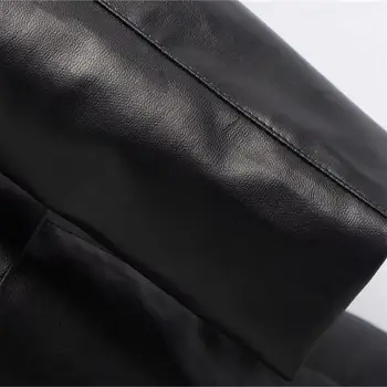 Za-kvinder ' s nye V-Hals lange ærmer skulder puffy design kort kjole med bælte i imiteret læder kjole 02043547800 i efteråret 2019