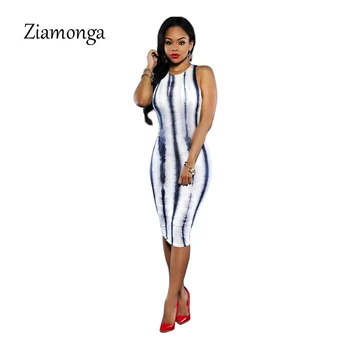 Ziamonga Vestidos 2017 Kvinder Bodycon Sommer Kjole Elegant Midi-Party Kjoler Casual Kjole Femme Bandage Sexet Stribet Kjole C2381