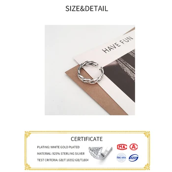 Ægte 925 Sterling Sølv Flettet Ring Årgang For Kvinder Parti Uendelig Symbol Punk Fine Smykker Minimalistisk Gave