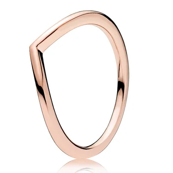 Ægte 925 Sterling Sølv Ring Steg Gyldne Glans Ønsker Ben, Prydet Med Crystal Til Kvinder, Gave, Mode Smykker