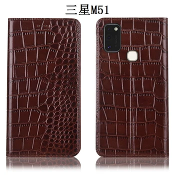 Ægte Læder Magnetic Håndlavet Phone Case For Samsung Galaxy M31 M51 M21 M30S M20 M30 Telefon Taske-Kort Slot Funda Flip Coque